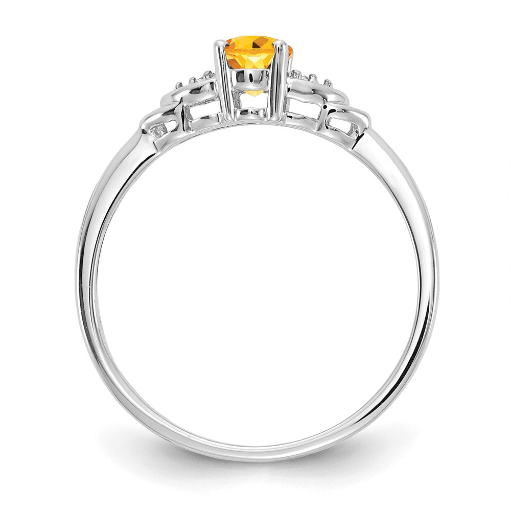 14k White Gold Citrine and Diamond Ring