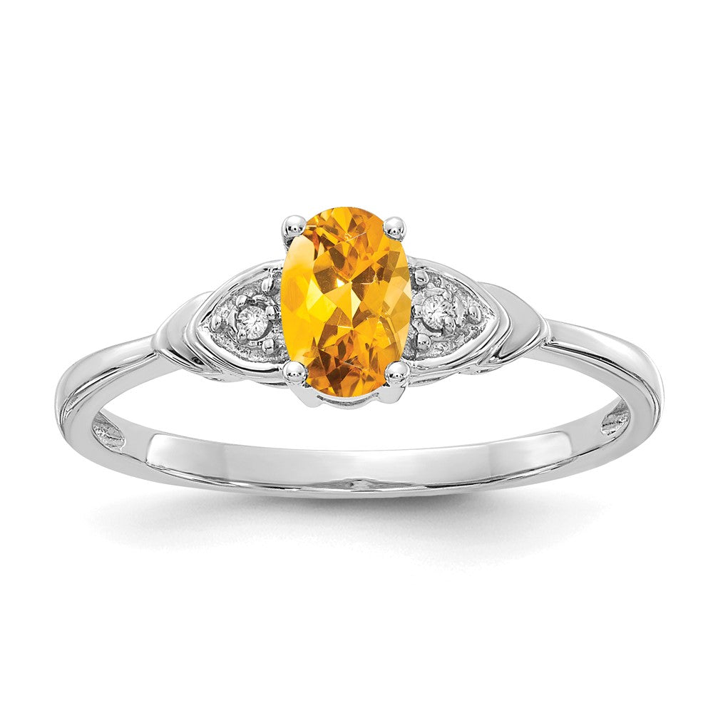 14k White Gold Citrine and Diamond Ring