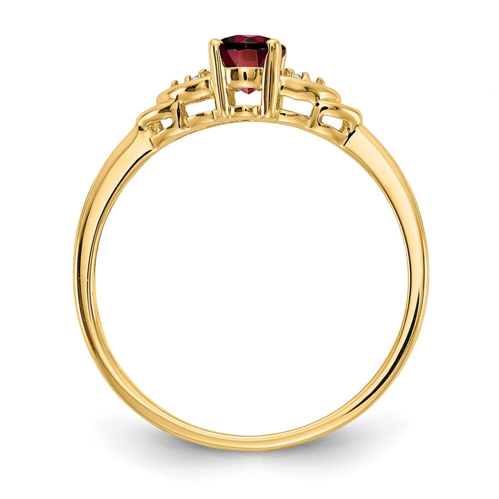 14k 6x4 Oval January/Garnet and Diamond Ring