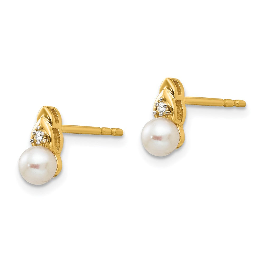 14k June/Freshwater Cultured Pearl and Diamond Post Earrings