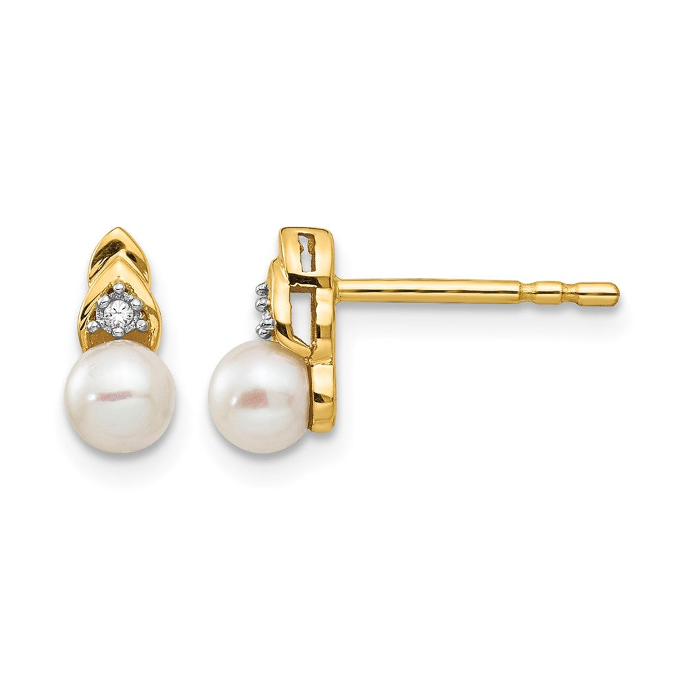 14k June/Freshwater Cultured Pearl and Diamond Post Earrings