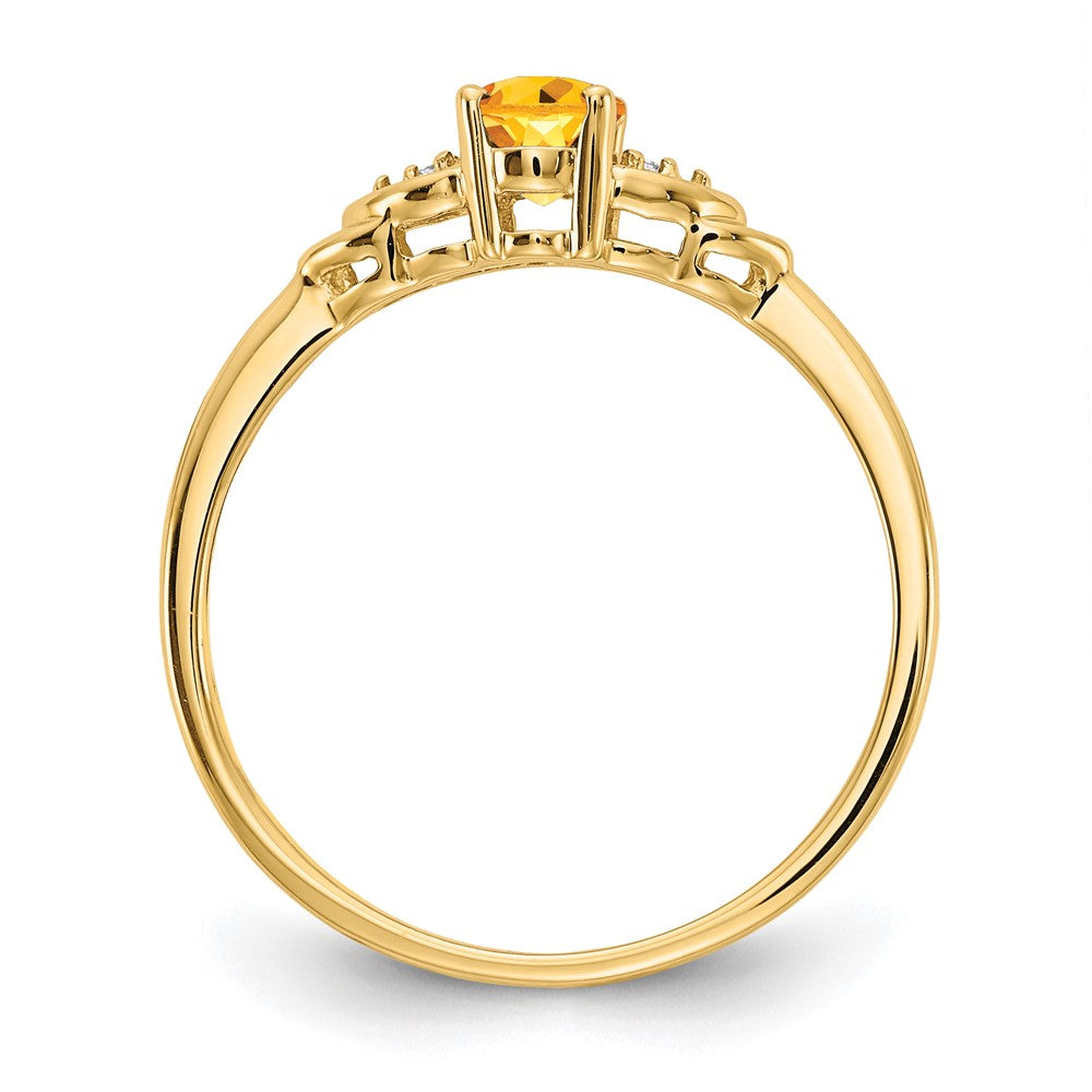 14k 6x4 Oval November/Citrine and Diamond Ring
