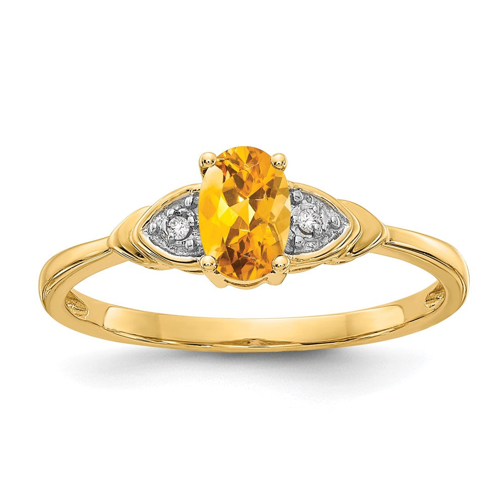 14k 6x4 Oval November/Citrine and Diamond Ring