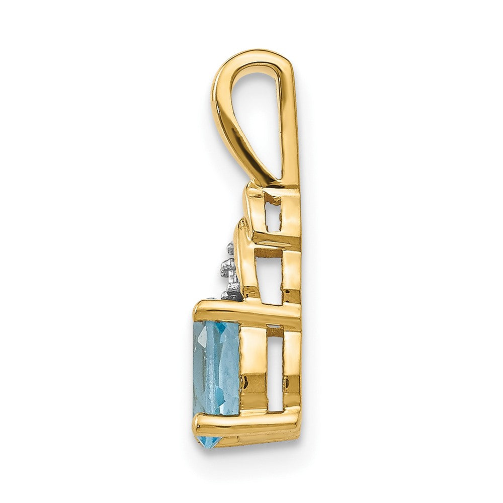 14k Blue Topaz and Diamond Pendant