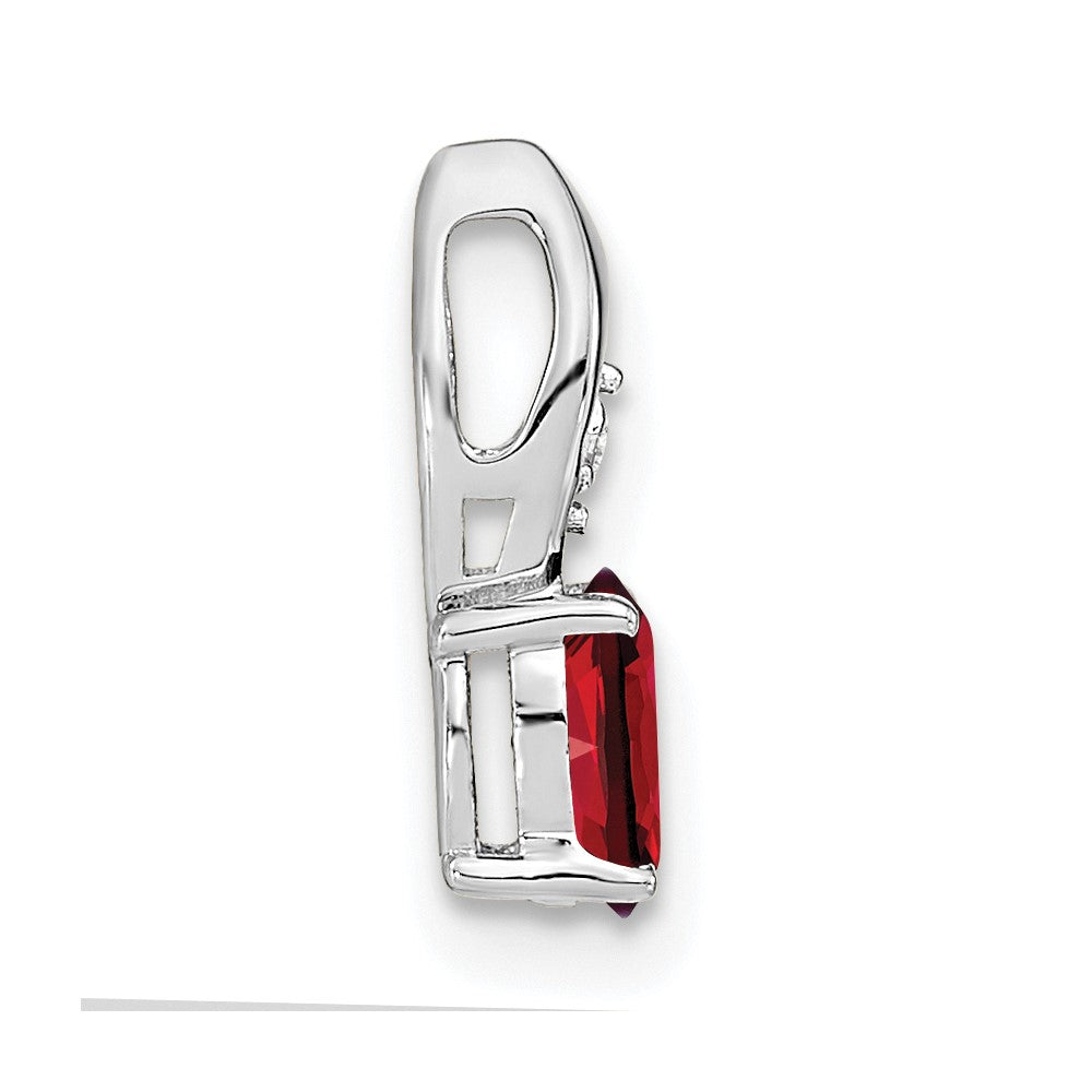 14k White Gold Garnet and Diamond Pendant