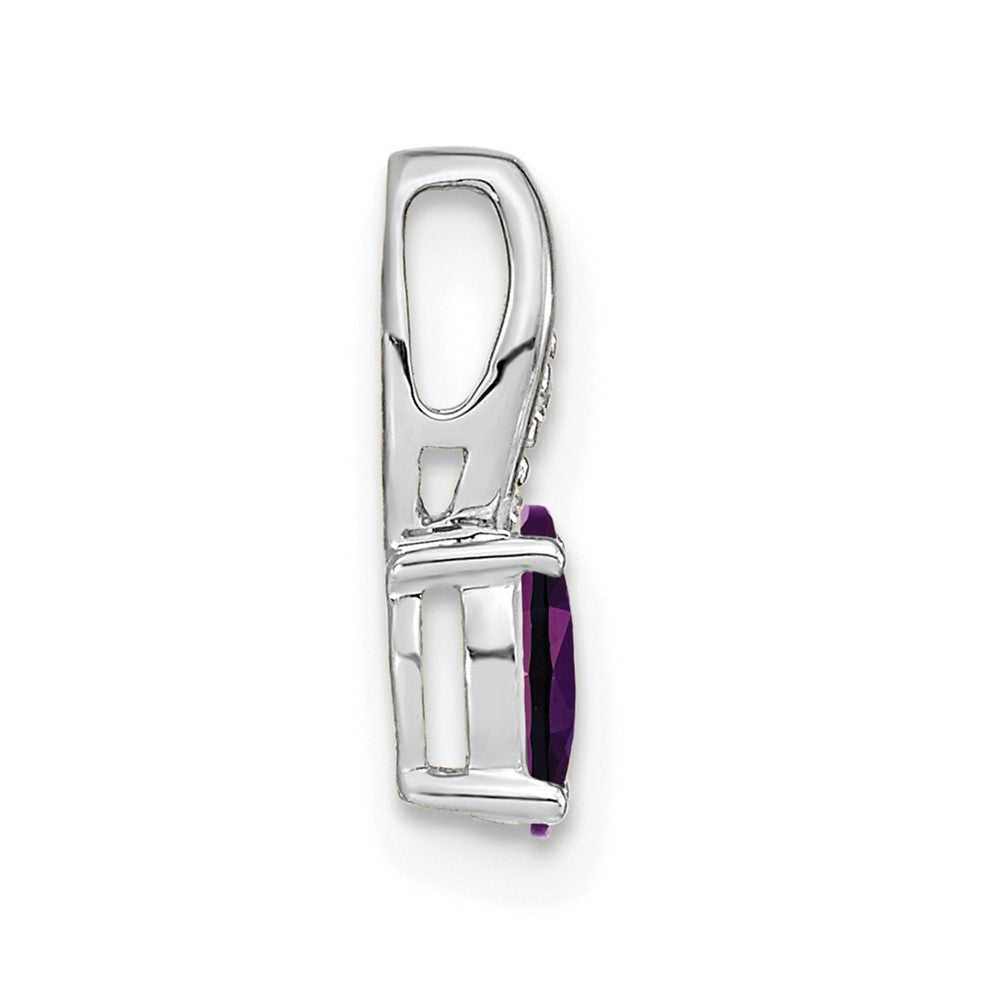 14k White Gold Amethyst and Diamond Pendant
