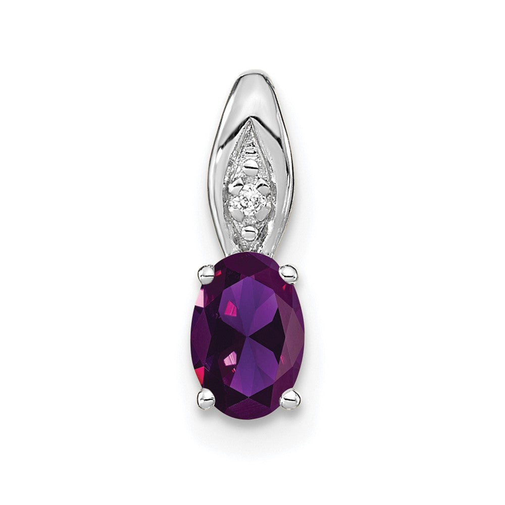 14k White Gold Amethyst and Diamond Pendant