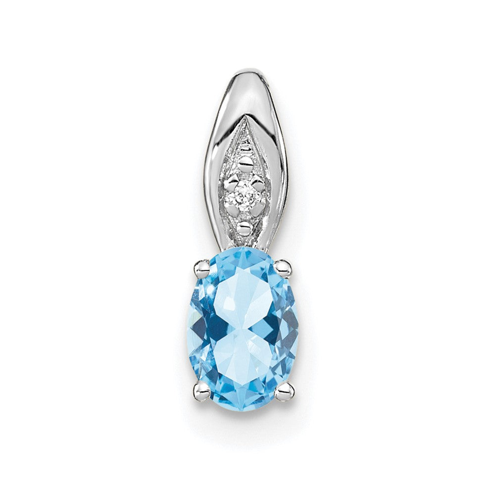 14k White Gold Aquamarine and Diamond Pendant