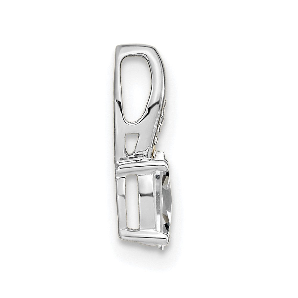 14k White Gold White Topaz and Diamond Pendant