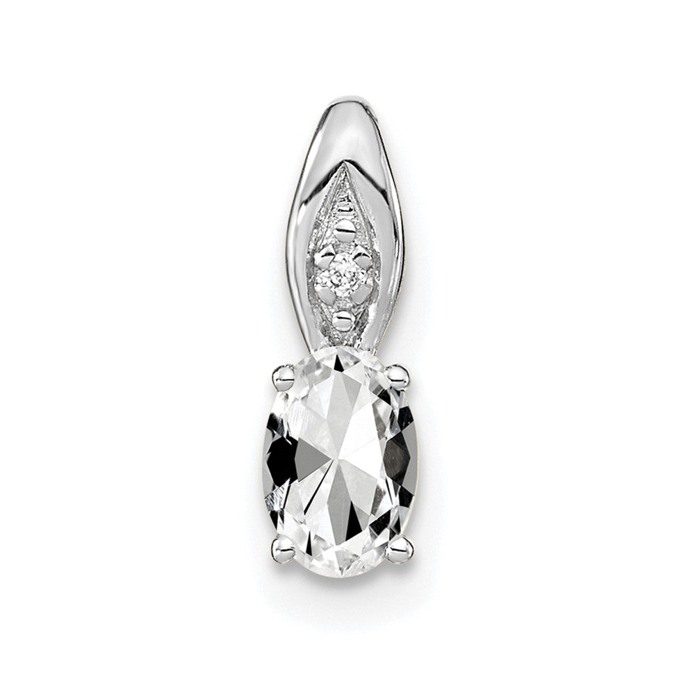 14k White Gold White Topaz and Diamond Pendant