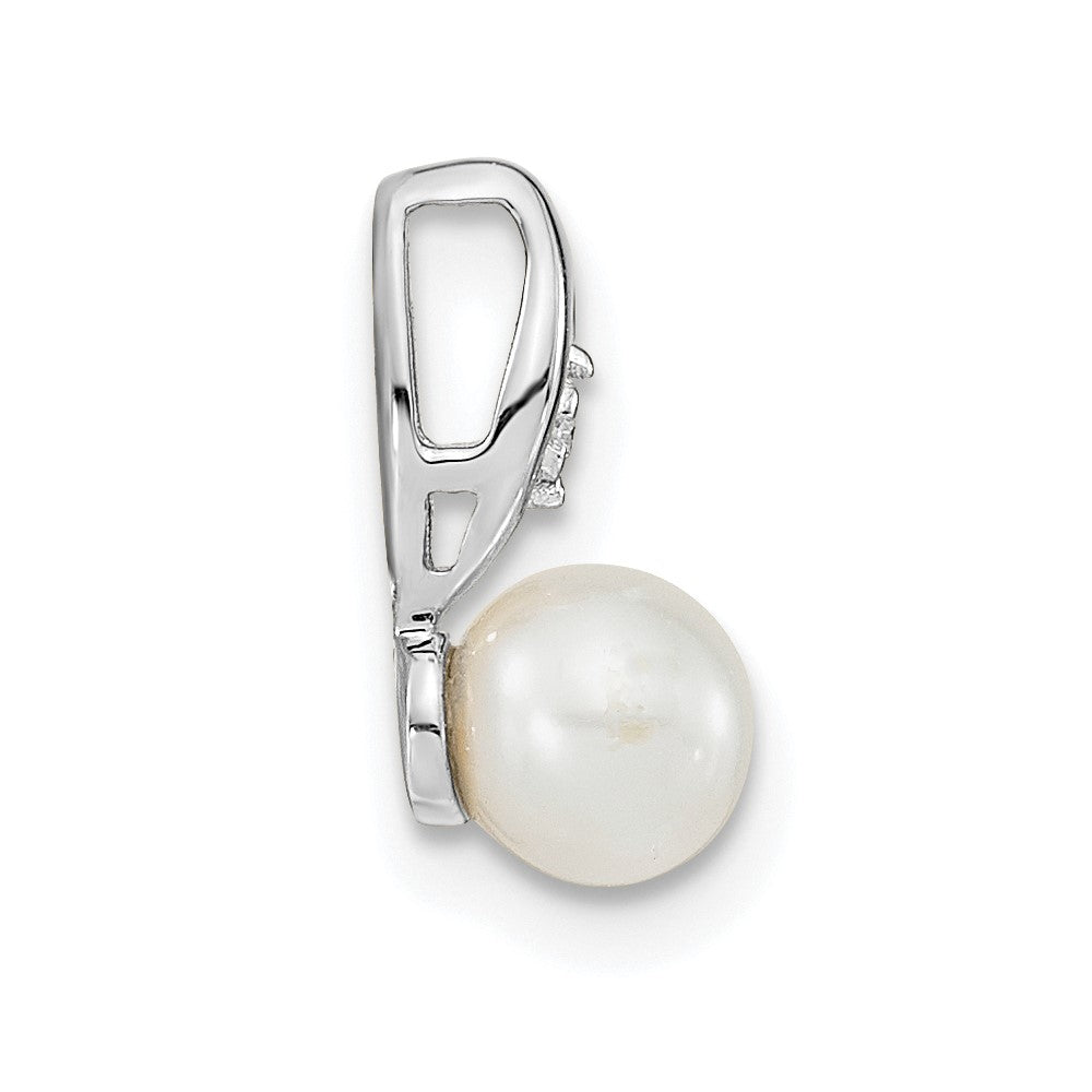 14k White Gold FW Cultured Pearl and Diamond Pendant