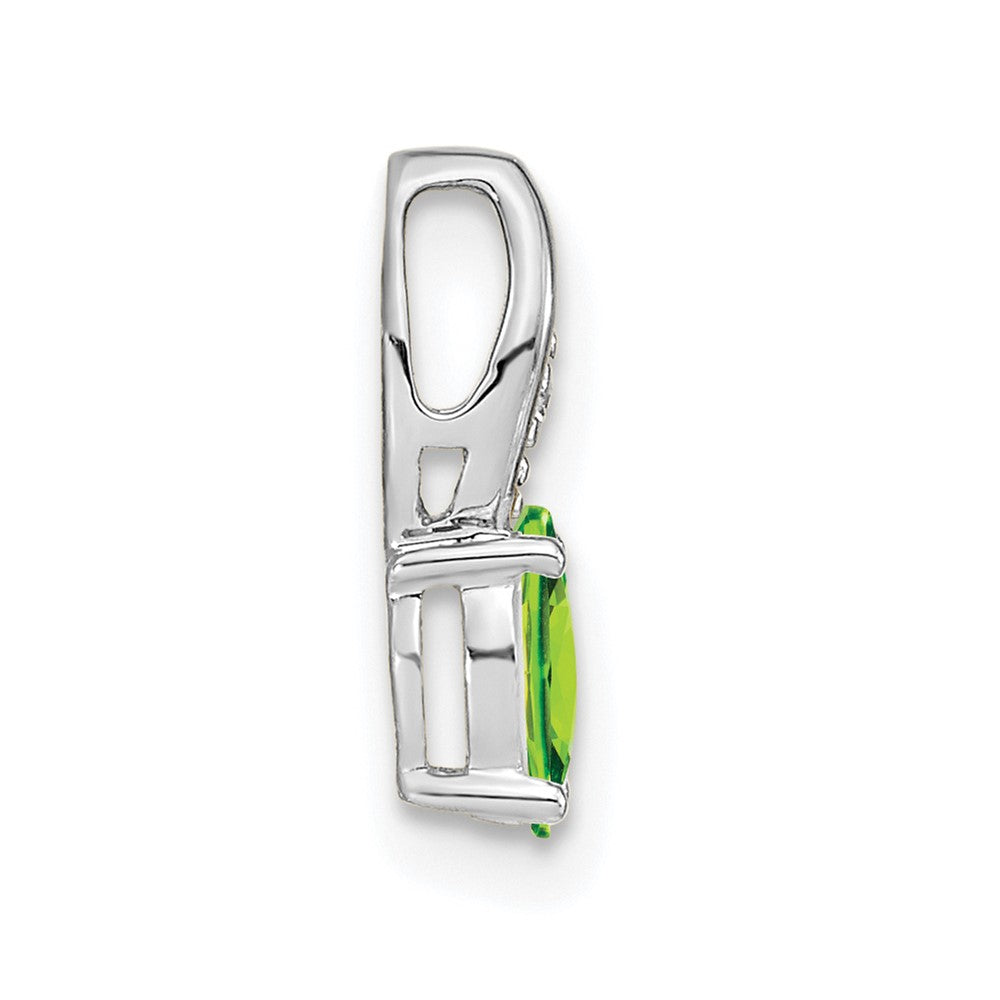 14k White Gold Peridot and Diamond Pendant