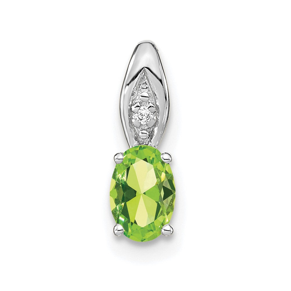 14k White Gold Peridot and Diamond Pendant