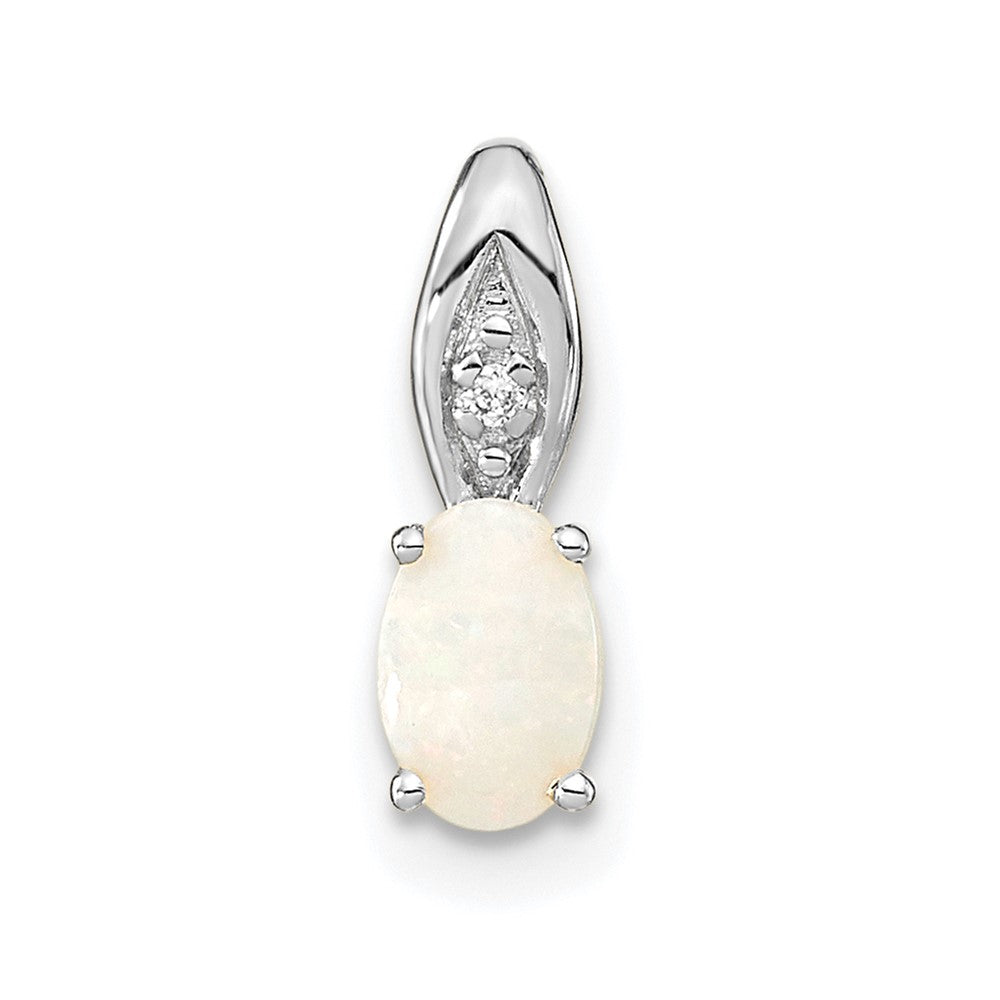 14k White Gold Opal and Diamond Pendant