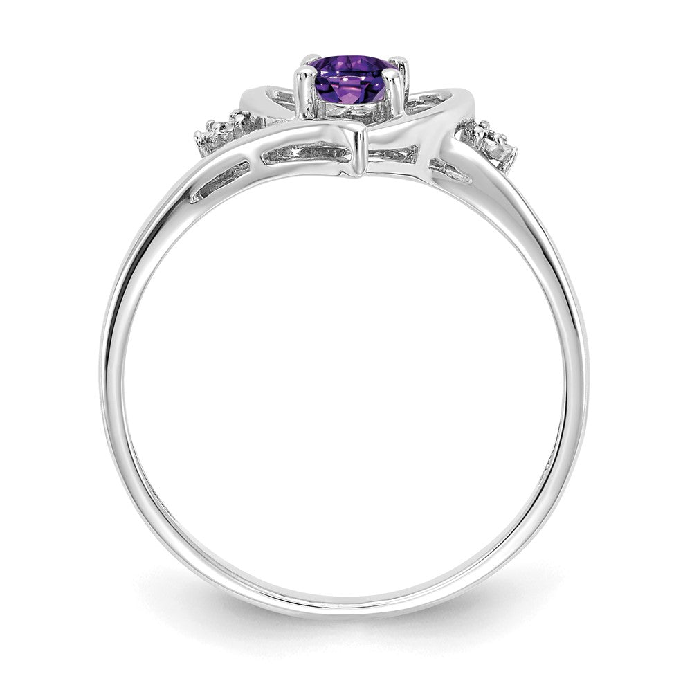 14k White Gold 6x4 Oval February/Amethyst and Diamond Heart Ring