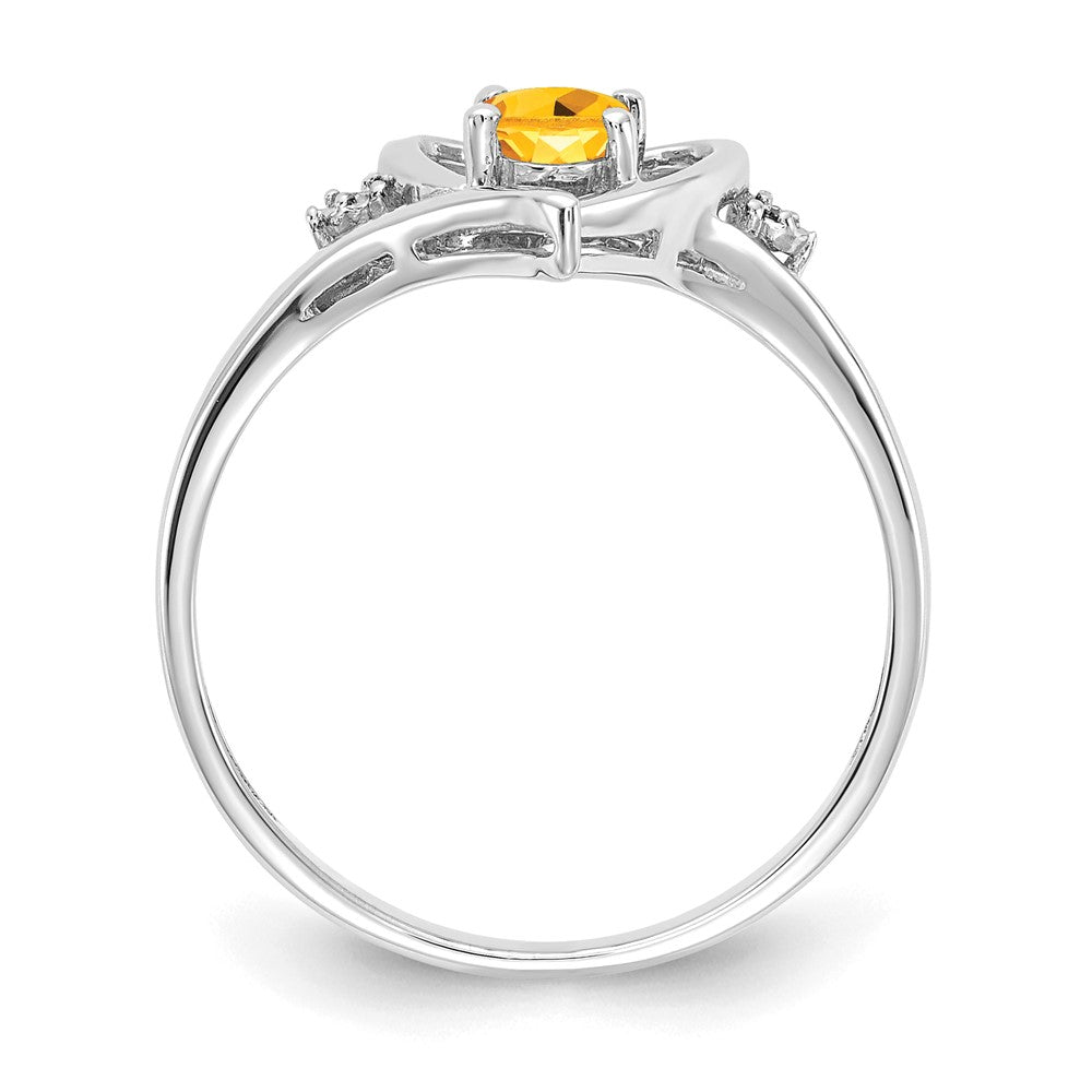 14k White Gold 6x4 Oval November/Citrine and Diamond Heart Ring