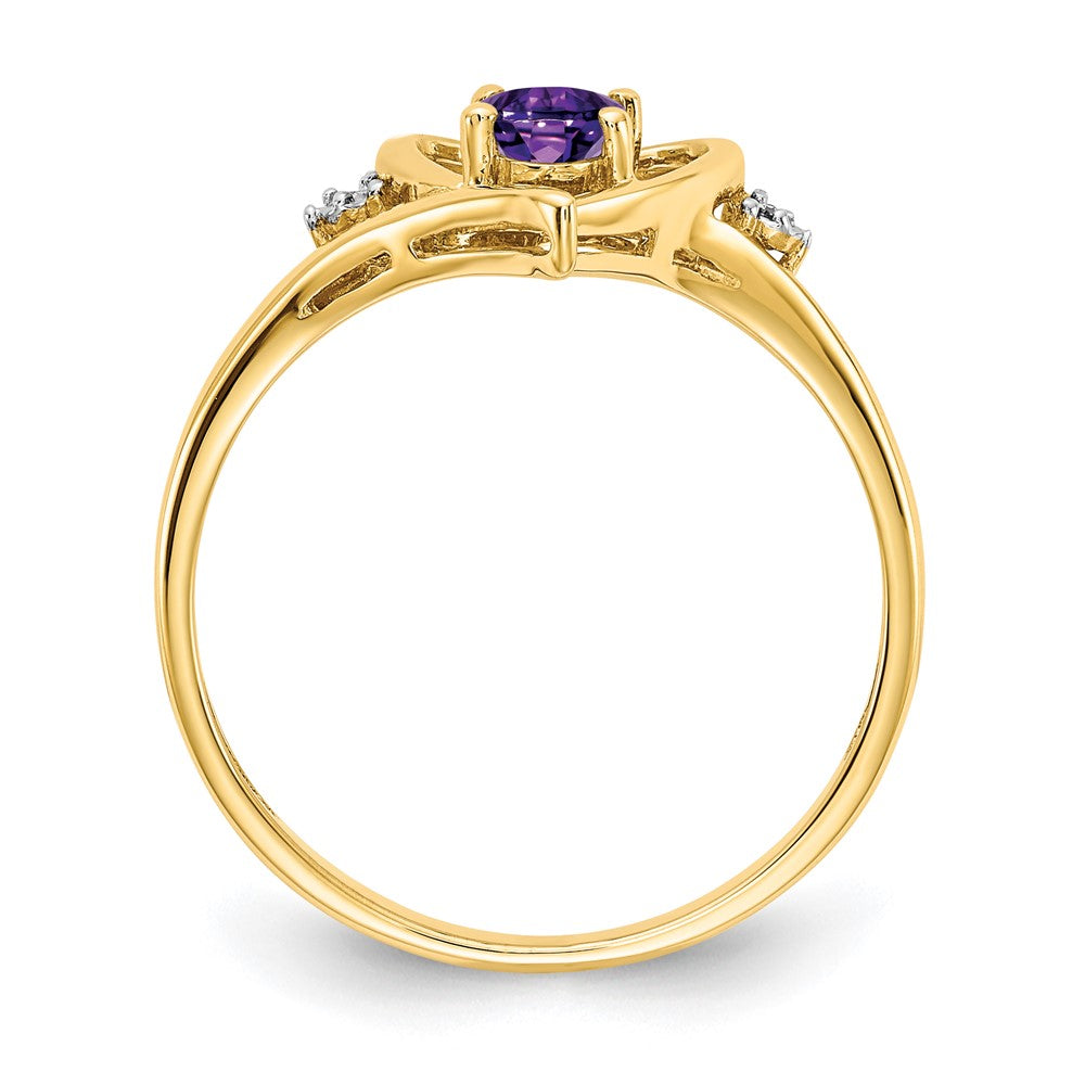 14k Amethyst and Diamond Heart Ring