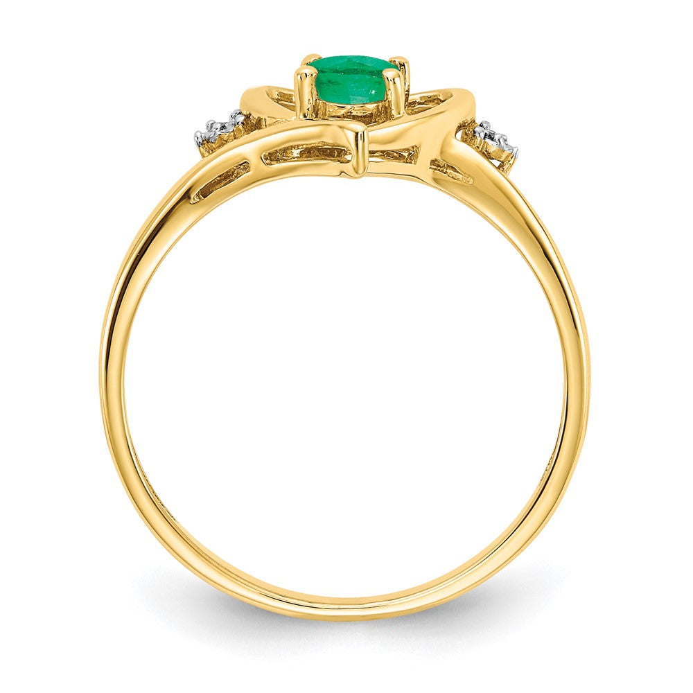 14k 6x4 Oval May/Emerald and Diamond Heart Ring