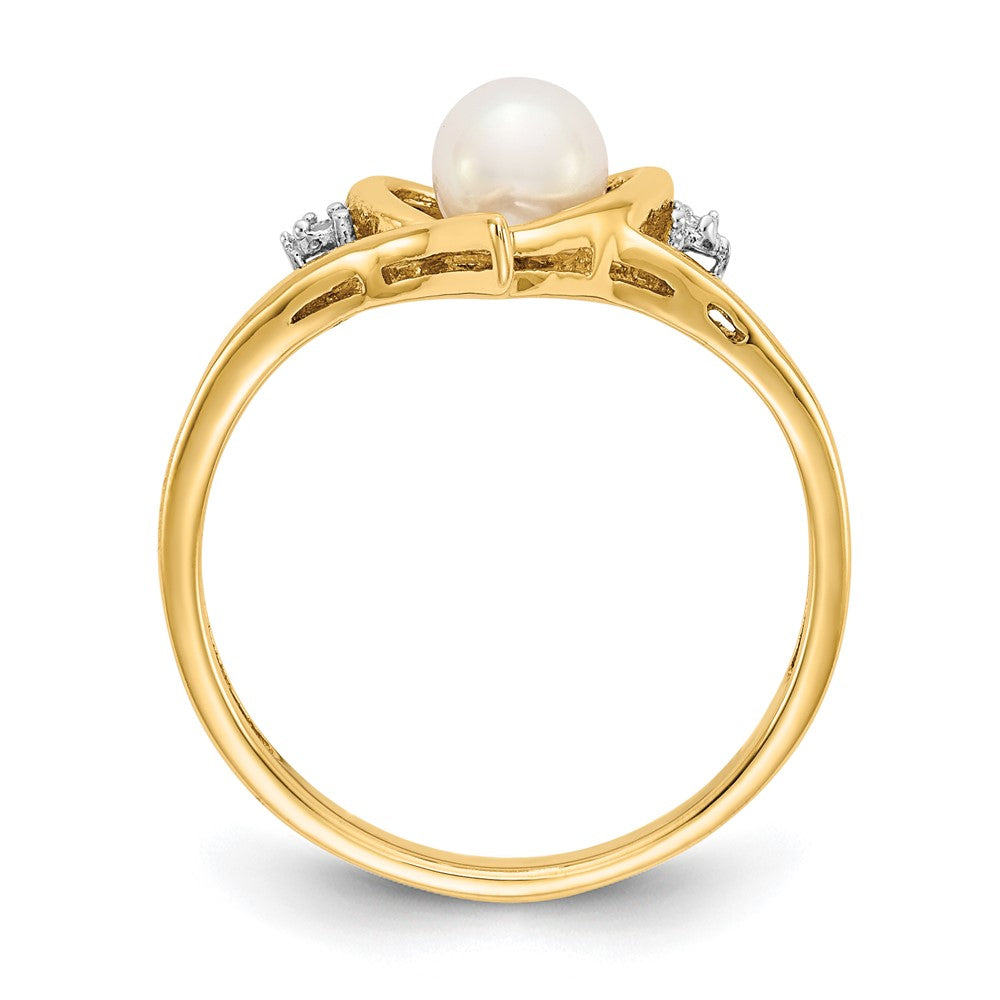 14k June/Freshwater Cultured Pearl and Diamond Heart Ring