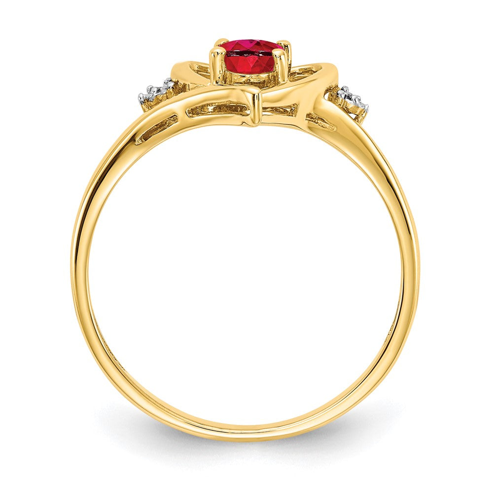14k 6x4 Oval July/Ruby and Diamond Heart Ring