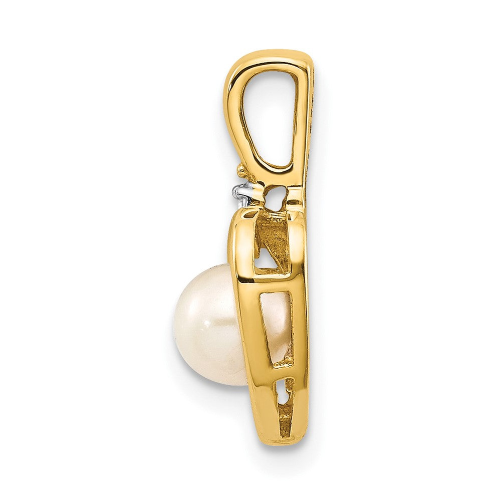 14k June/Freshwater Cultured Pearl and Diamond Heart Pendant