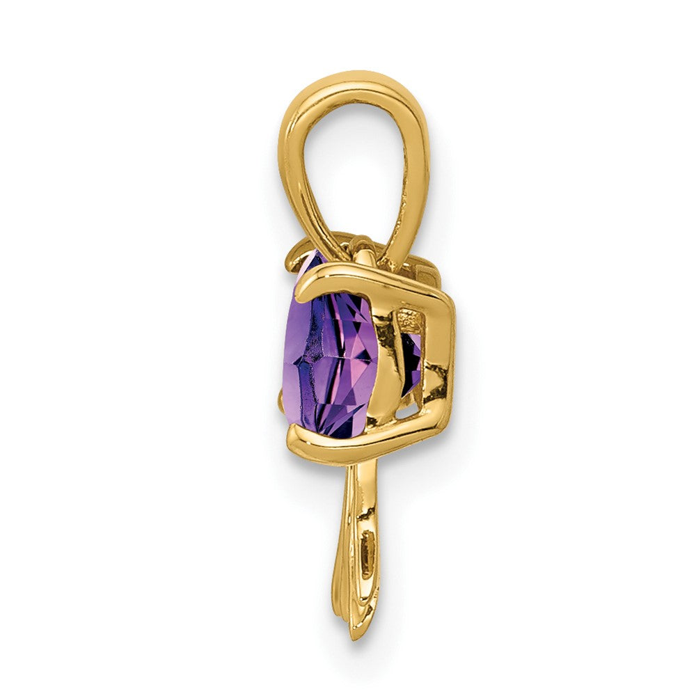 14k Gold Polished Amethyst Bow Pendant