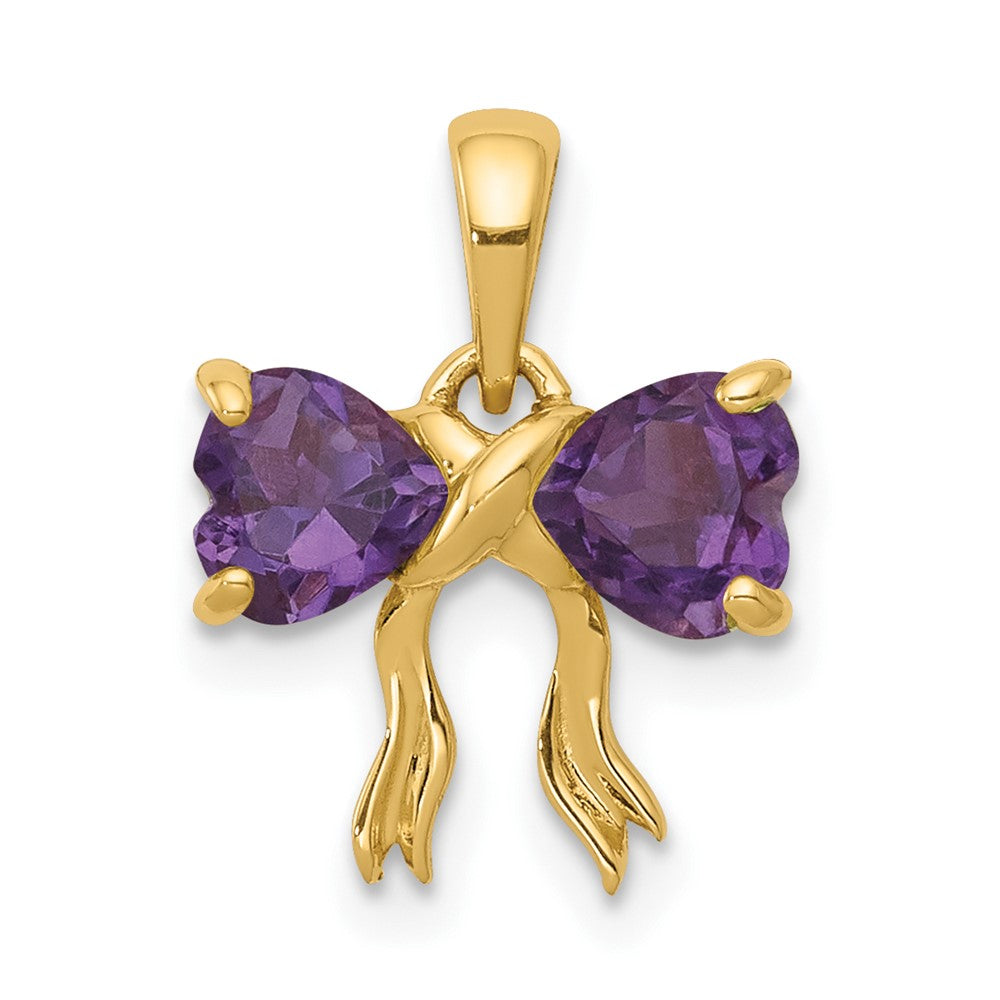 14k Gold Polished Amethyst Bow Pendant