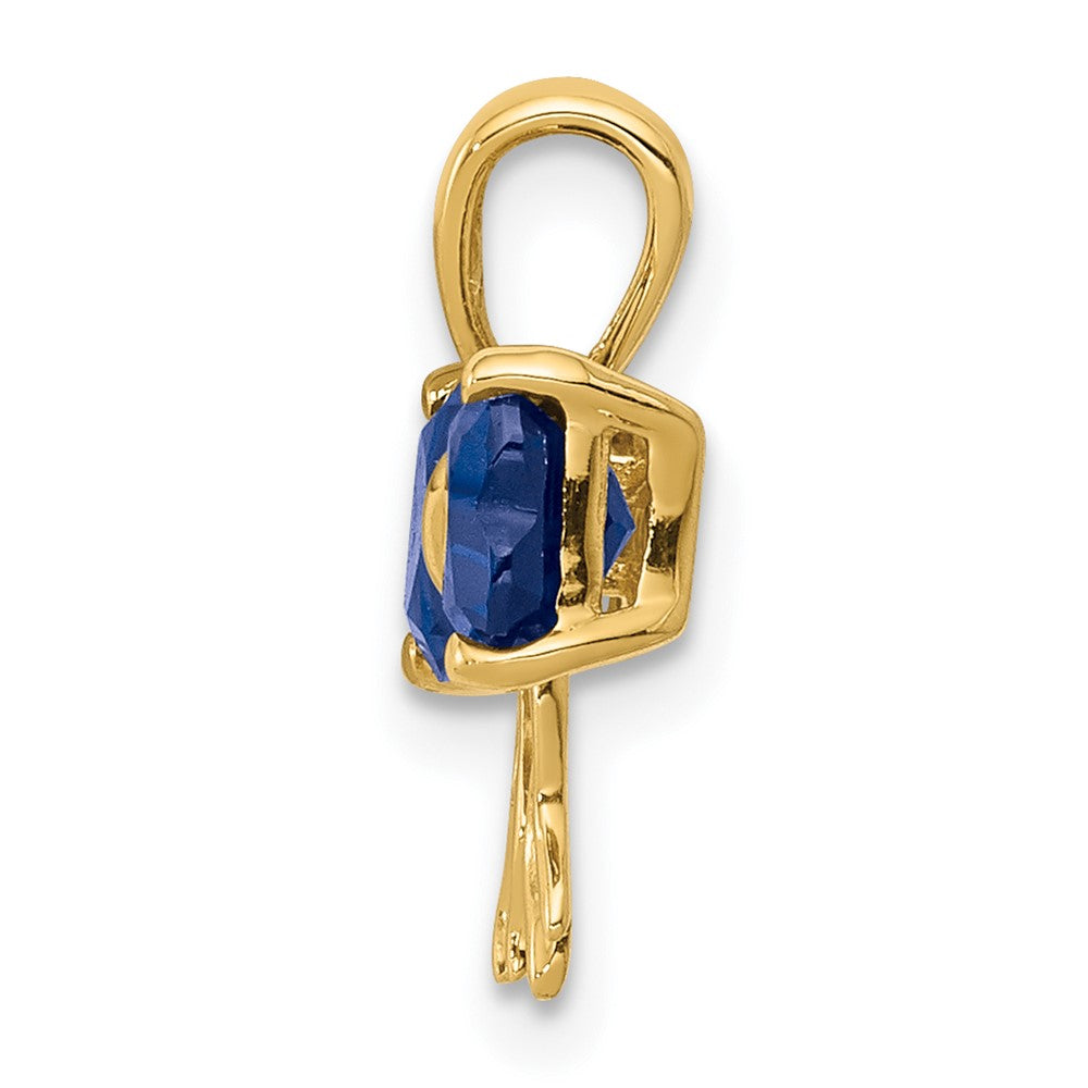 14k Gold Polished Created Sapphire Bow Pendant