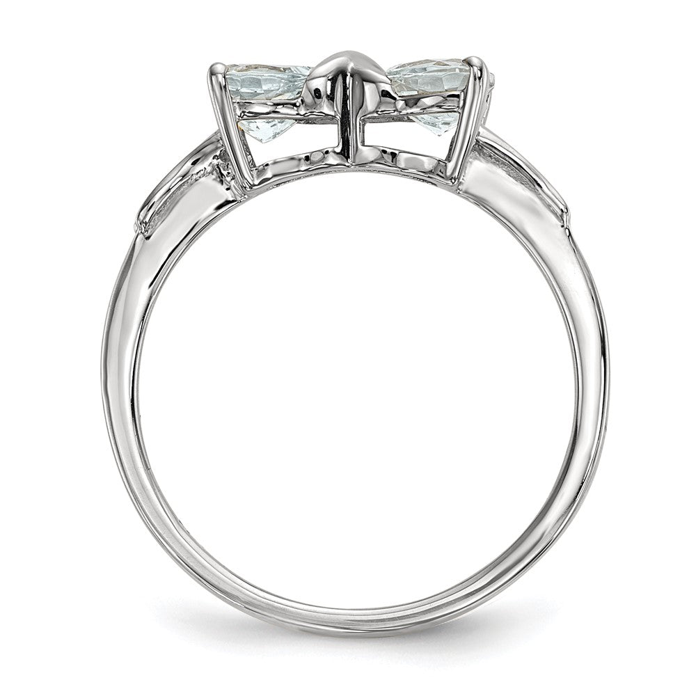 14k White Gold Polished Aquamarine Bow Ring