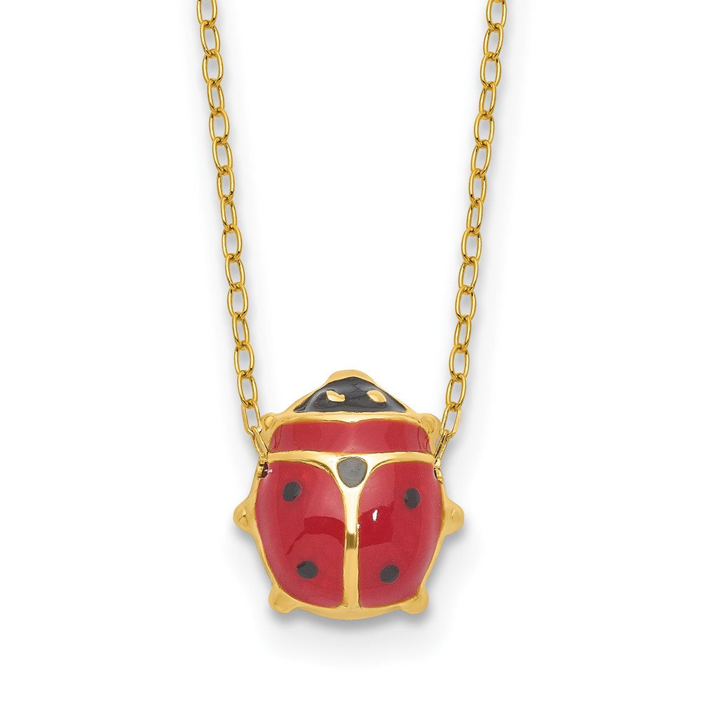 14K Enameled Ladybug with ext. Necklace