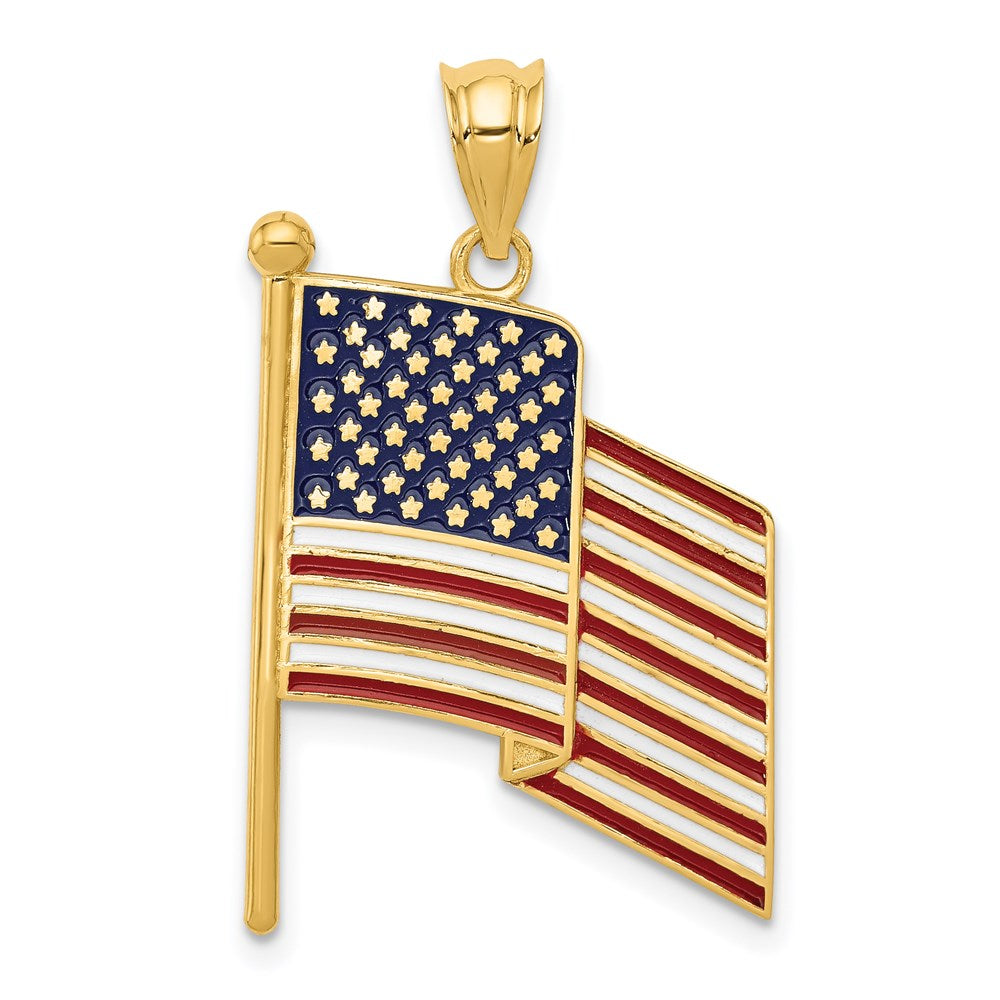 14k Enameled Flag Pendant