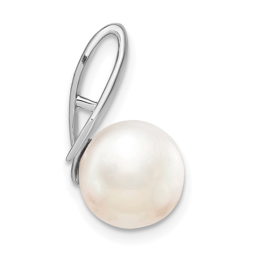 14k White Gold 8- Button FWC Pearl Satin Finish Pendant Slide