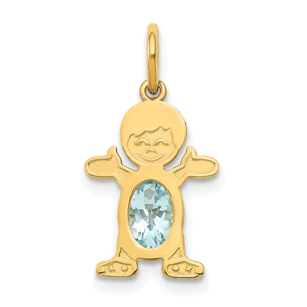 14K Boy 6x4 Oval Genuine Aquamarine-March