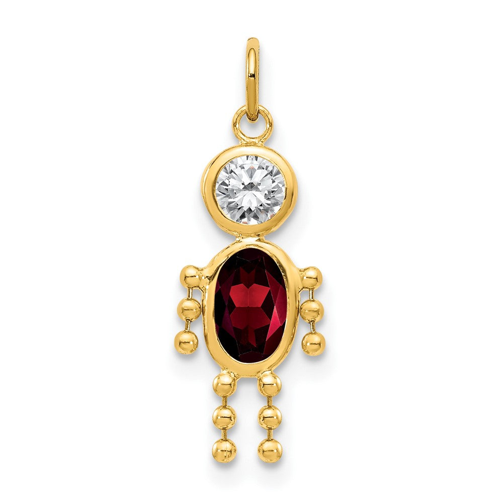14k January Boy Synthetic Birthstone Charm