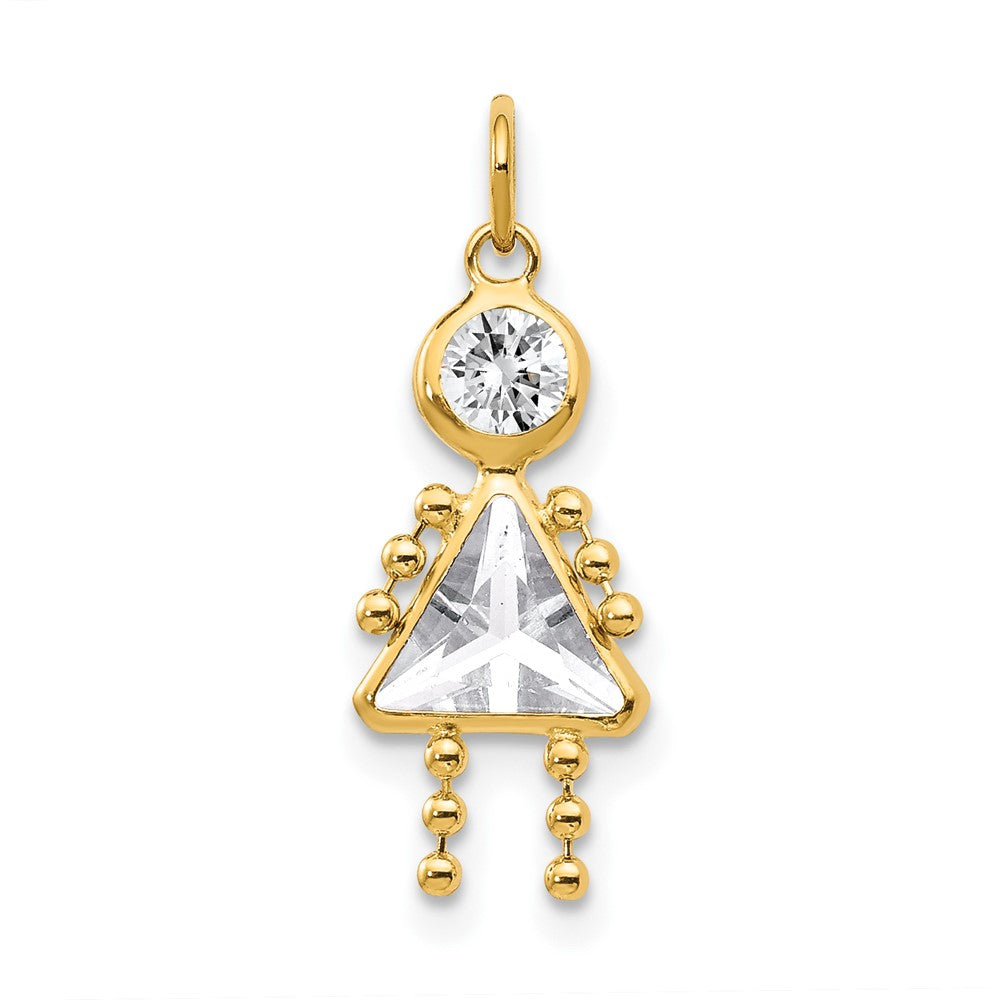 14k April Girl Synthetic Birthstone Charm