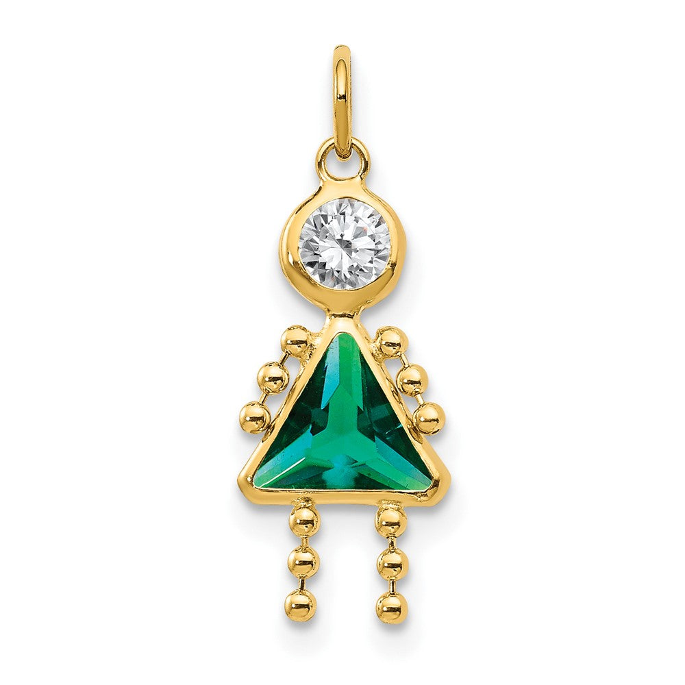 14k May Girl Synthetic Birthstone Charm