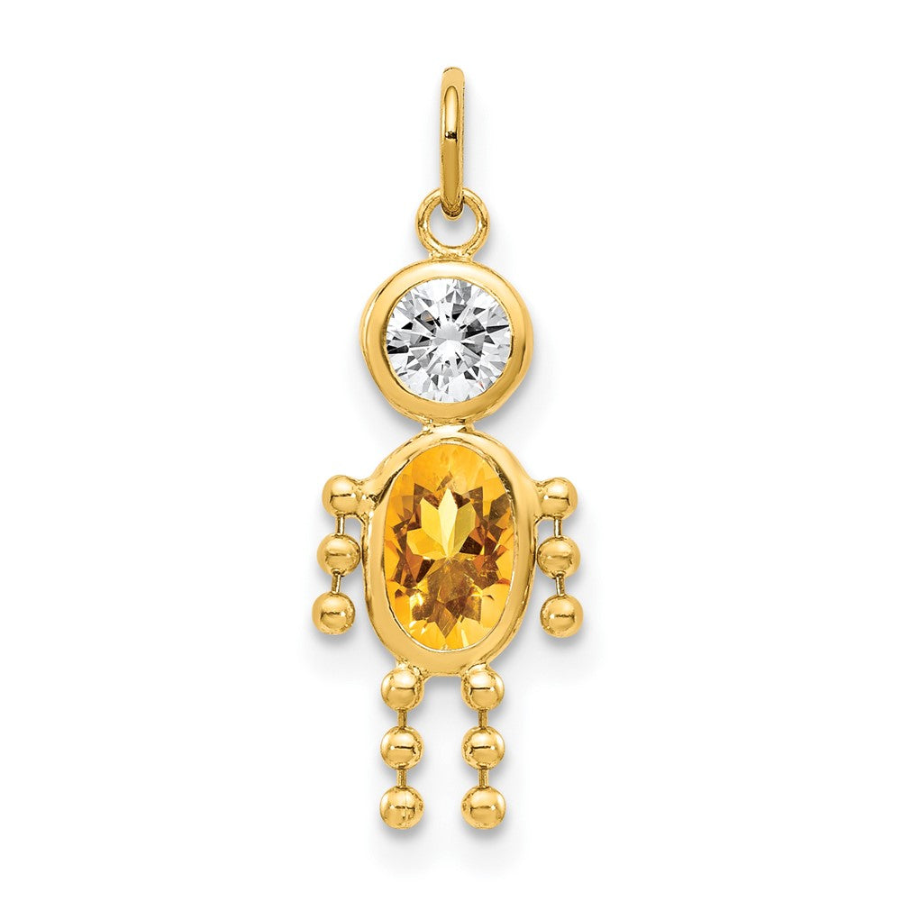 14k November Boy Synthetic Birthstone Charm
