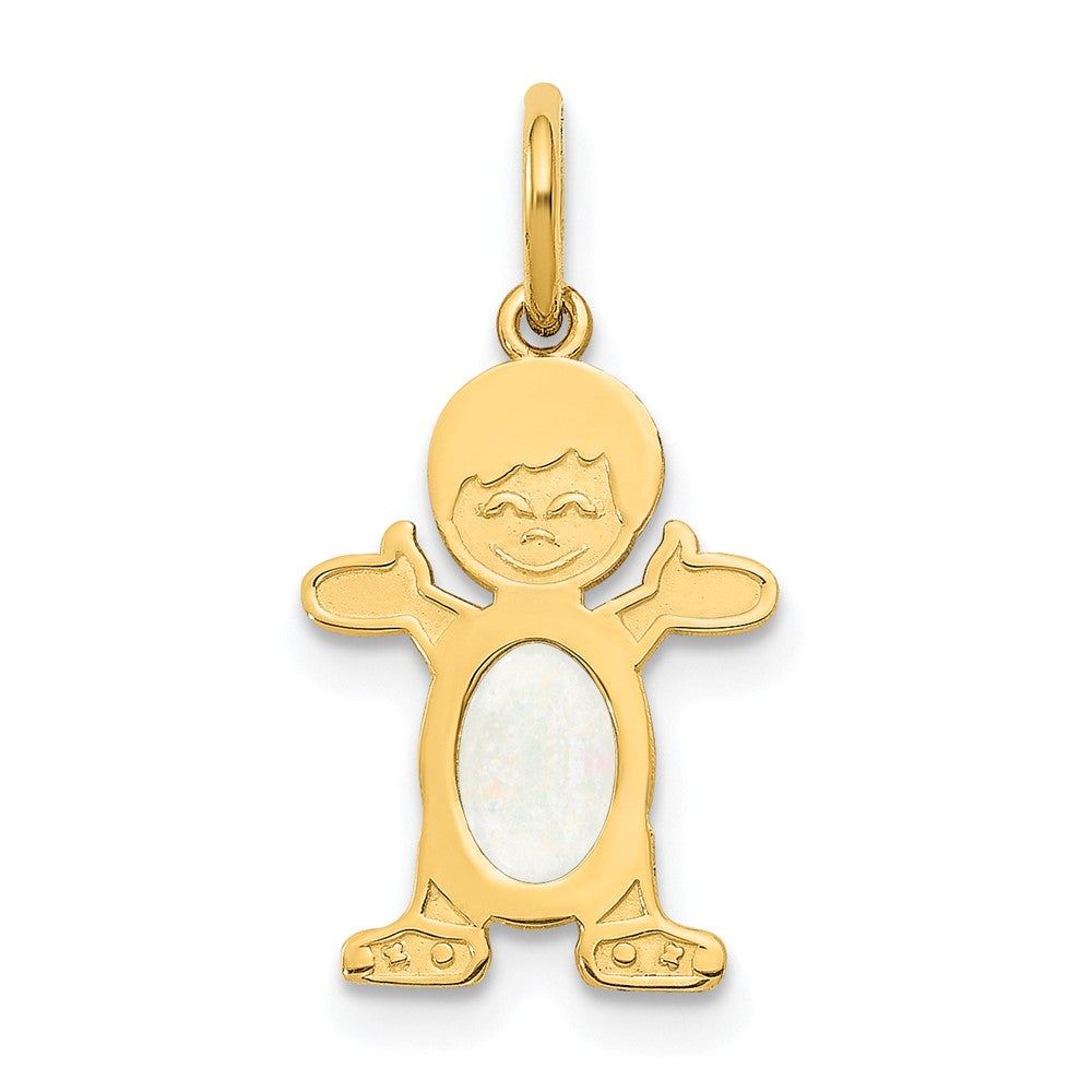 14K Boy Charm 6x4 Oval Genuine Opal-October