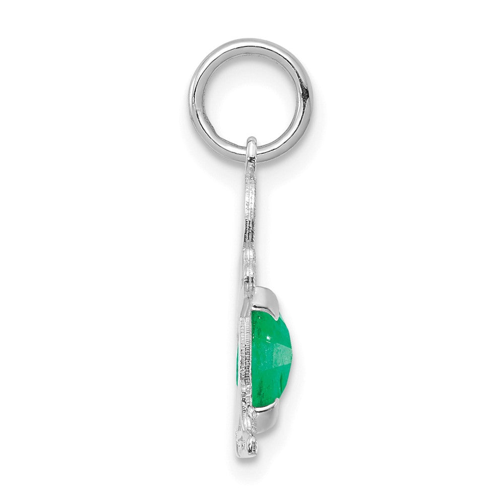 14K White Gold Boy 6x4 Oval Genuine Emerald-May