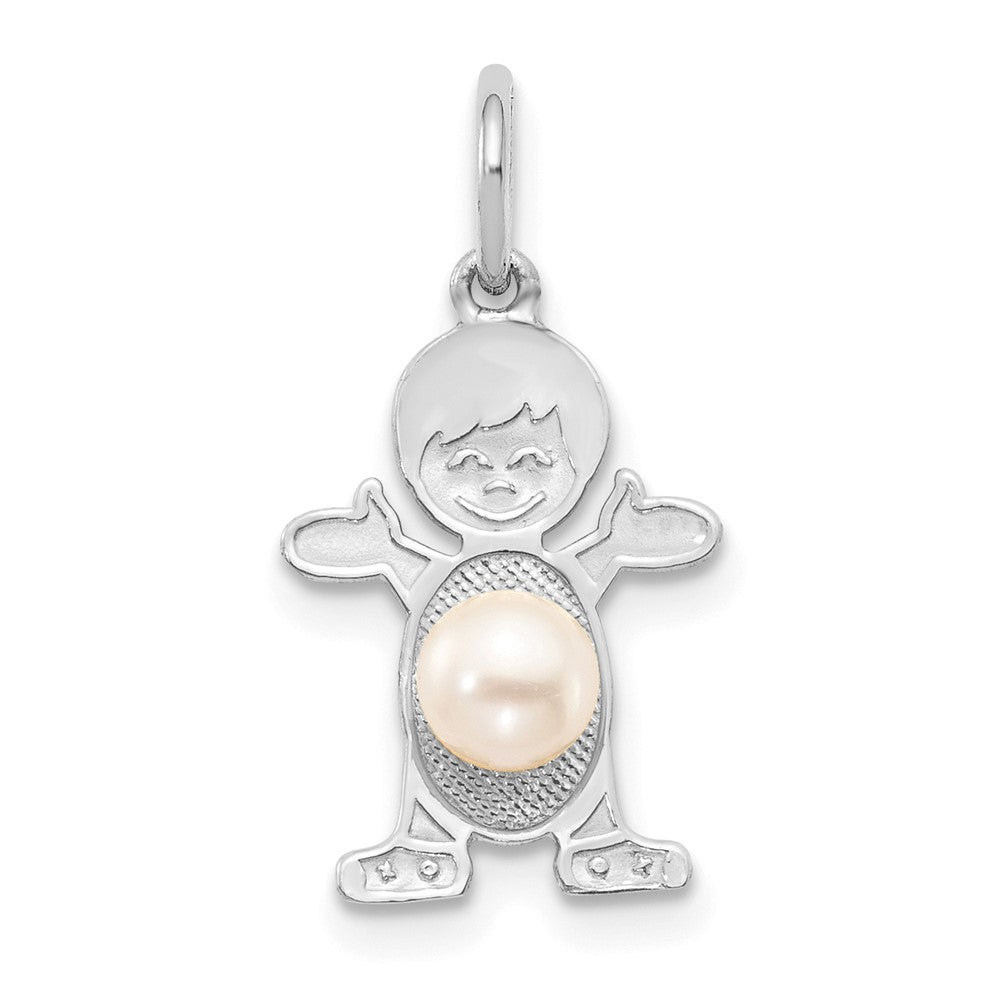 14K White Gold Boy FW Cultured Pearl-June