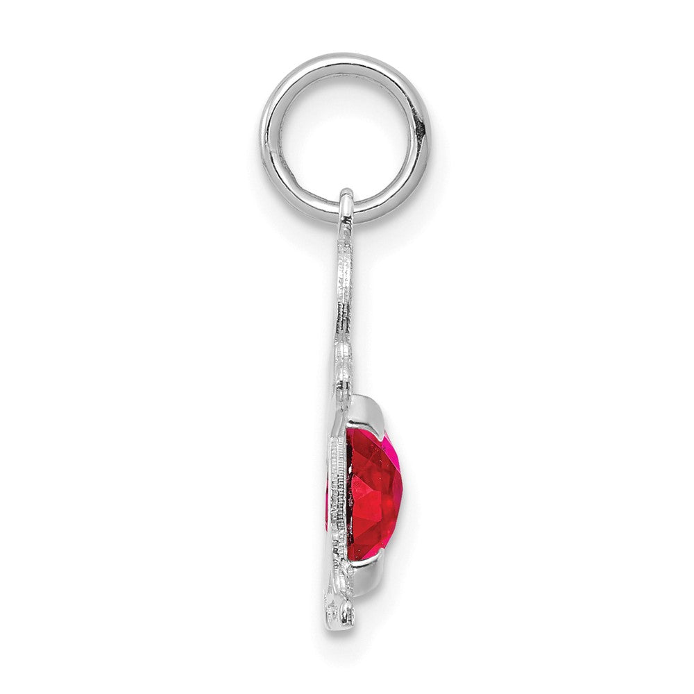 14K White Gold Boy 6x4 Oval Genuine Ruby-July