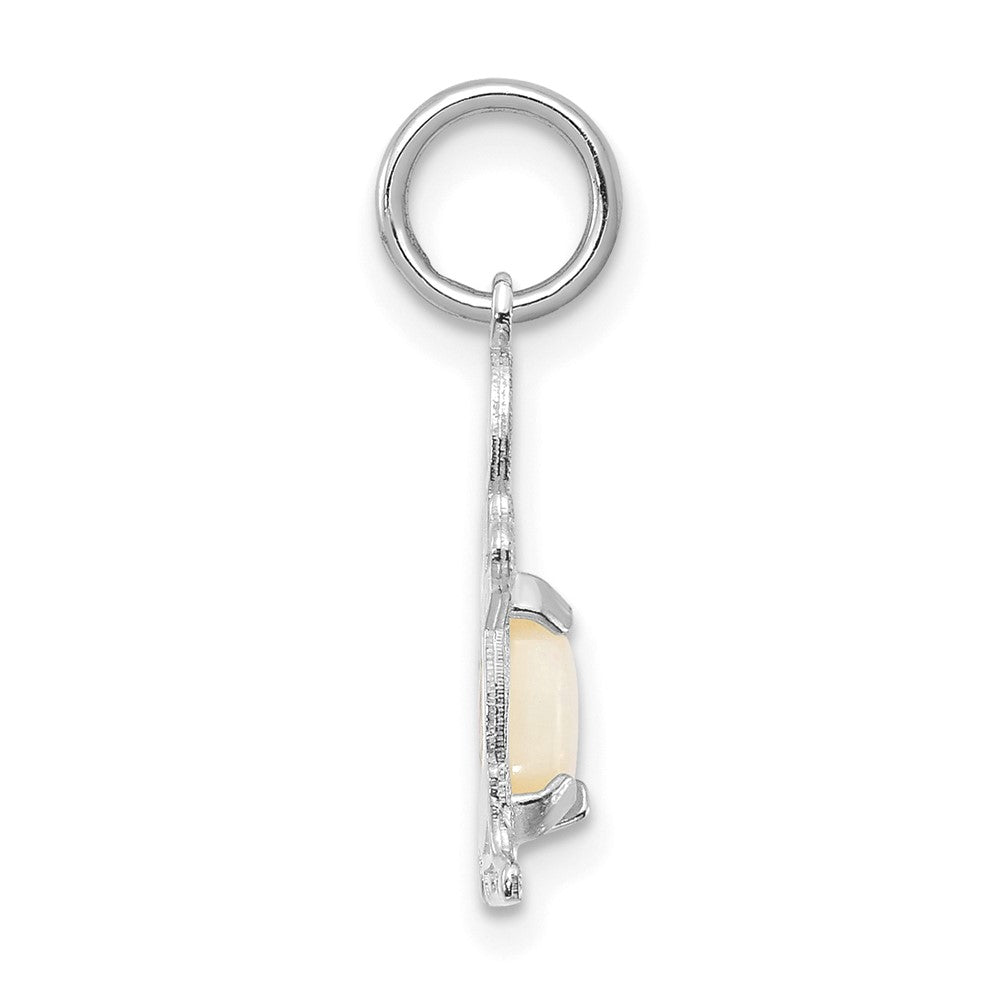 14K White Gold Boy 6x4 Oval Genuine Opal-October