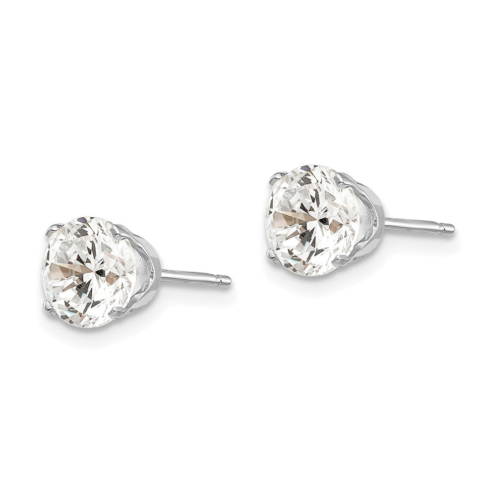 14k White Gold Round CZ Stud Earrings