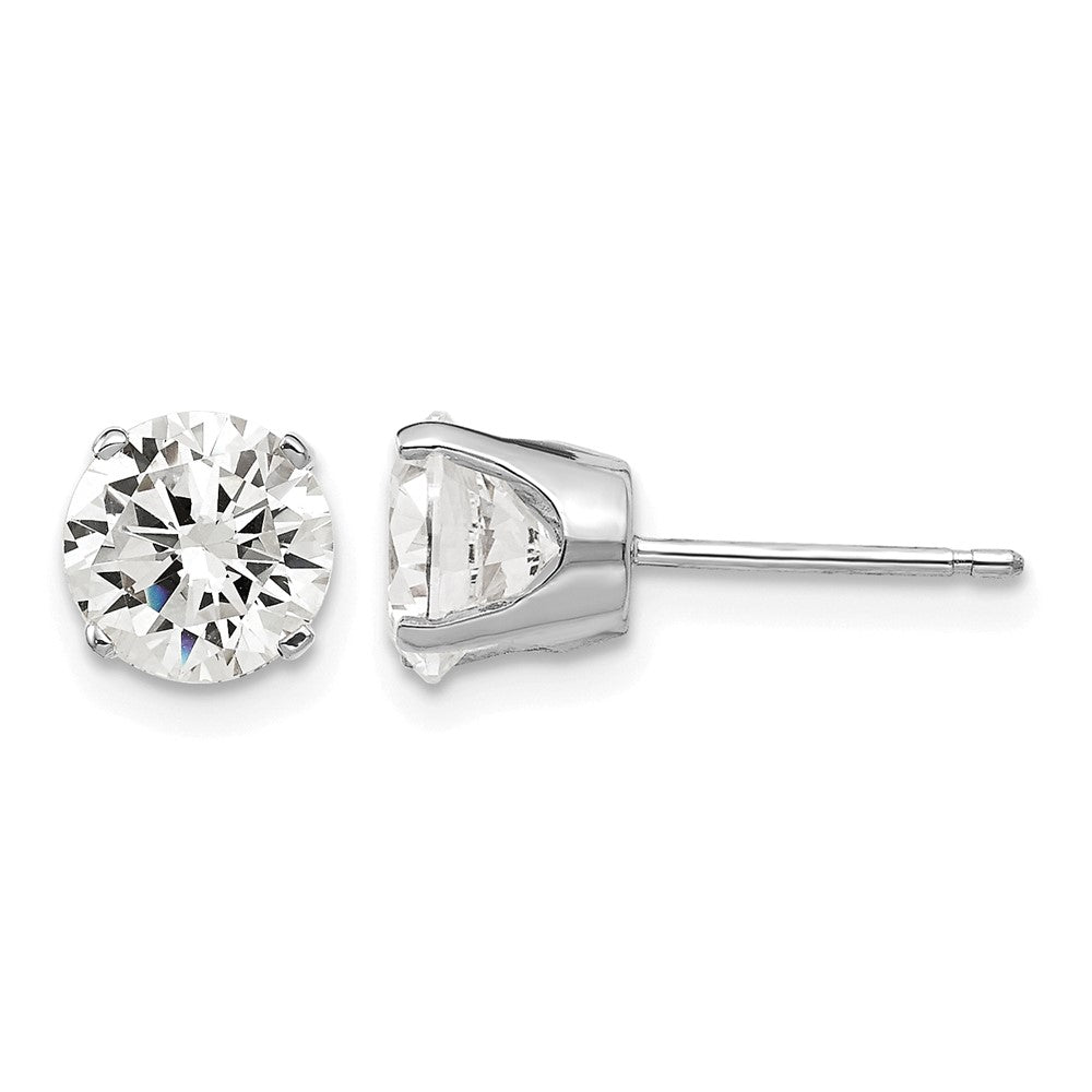 14k White Gold Round CZ Stud Earrings