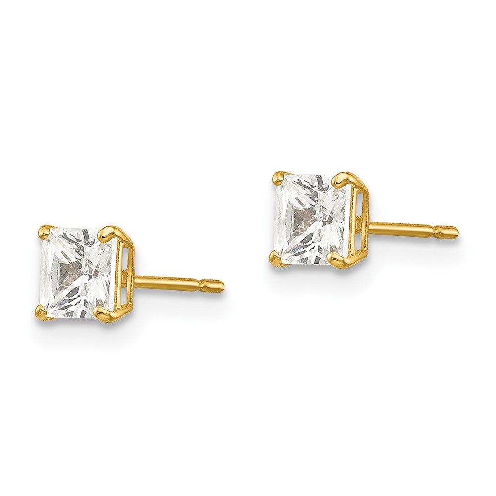 14k Square CZ Post Earrings