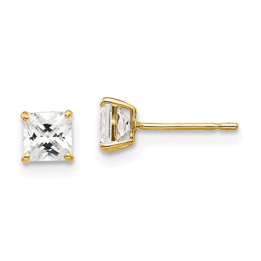 14k Square CZ Post Earrings