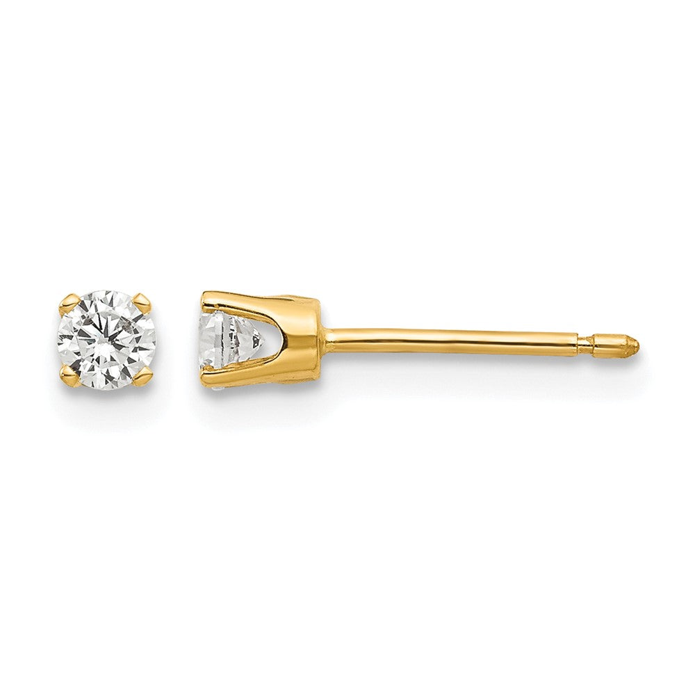 14k CZ Round Stud Earrings
