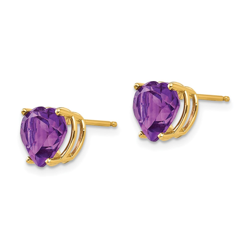 14k Heart Amethyst Post Earrings