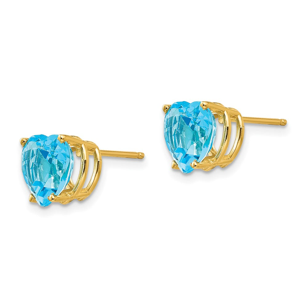 14k Heart Blue Topaz earring