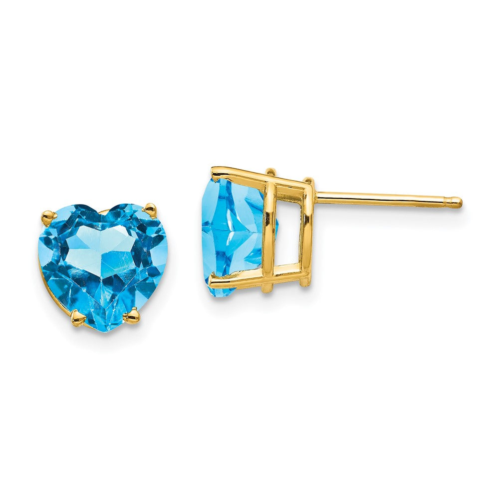 14k Heart Blue Topaz earring